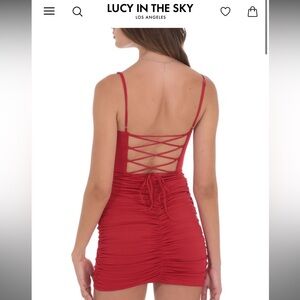 Lucy in the Sky Scarlet Bodycon Lace-Up Dress